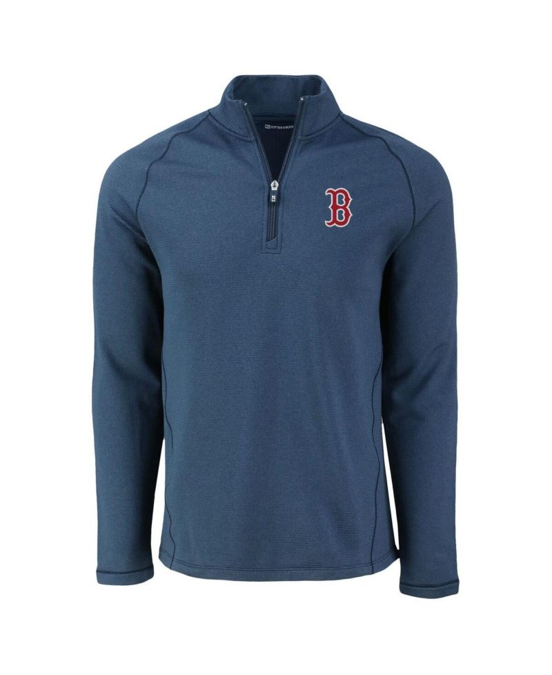 Men's Heather Navy Boston Red Sox Peshastin Eco Fleece Raglan Quarter-Zip