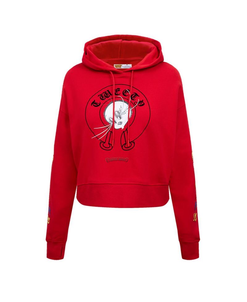 Women's Looney Tunes Tweety Bird Cropped Pullover Hoodie