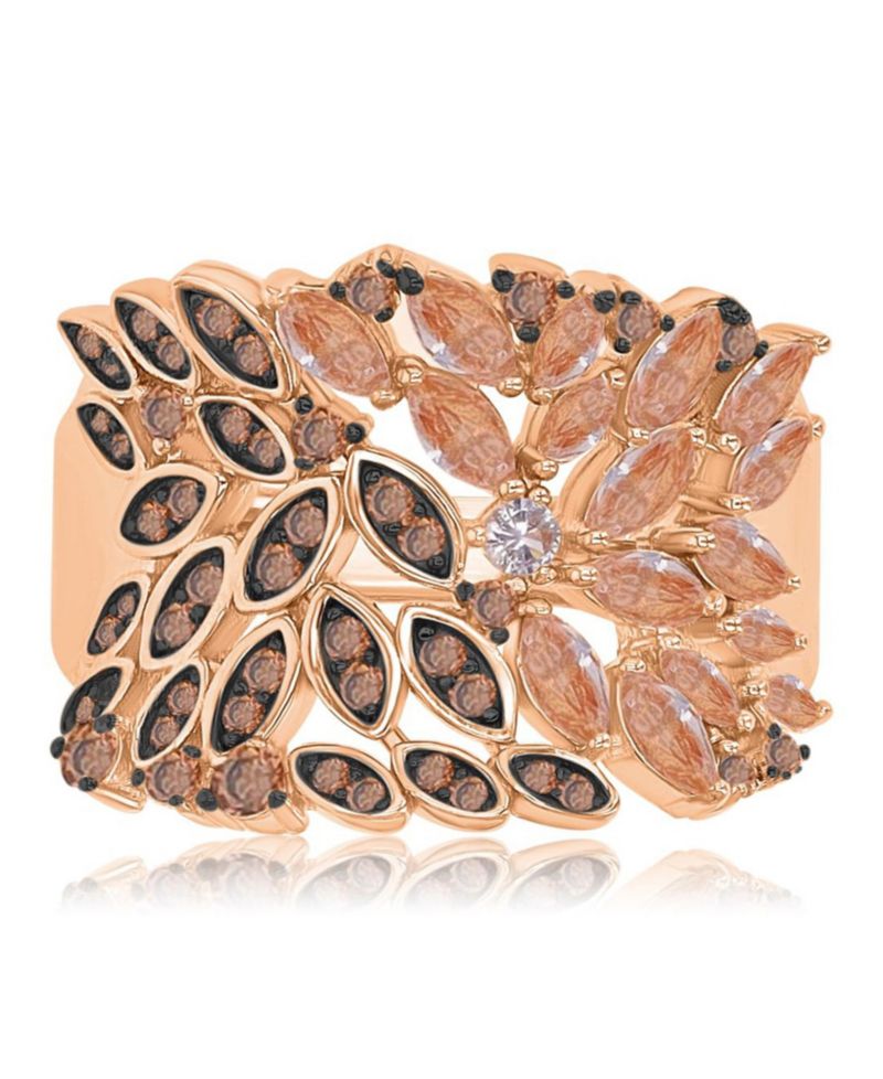 Morganite Blossom (1.02 ct. t.w.) & Cubic Zirconia (0.73 ct. t.w.) Ring in 14k Rose Gold Over Sterling Silver