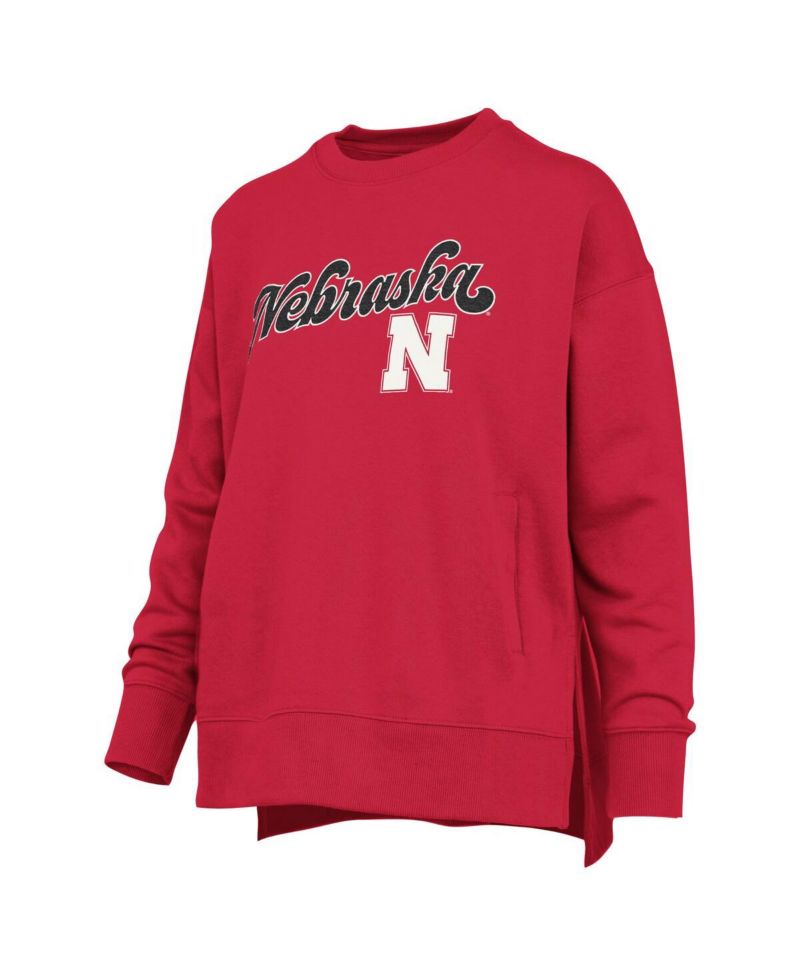 Women's Scarlet Nebraska Huskers Bonanza Chenille Harper Script Sweatshirt