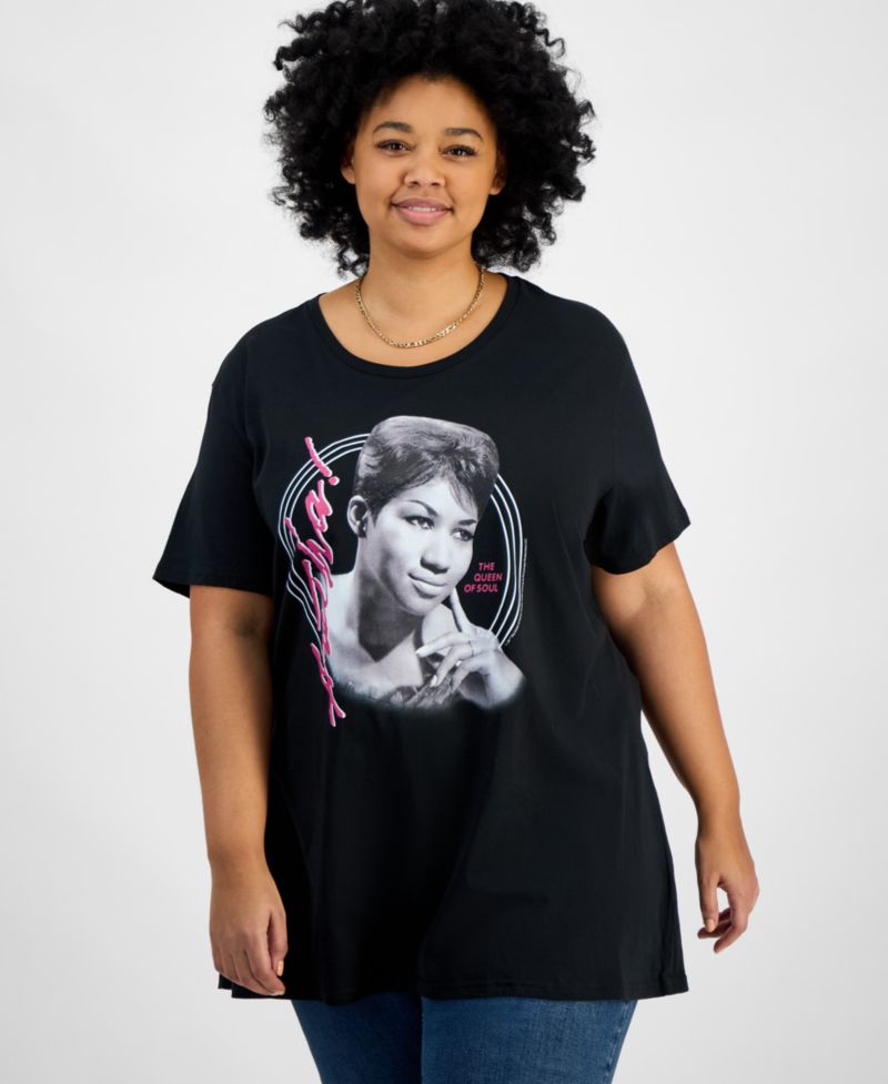Trendy Plus Size Cotton Aretha Franklin Graphic Tee