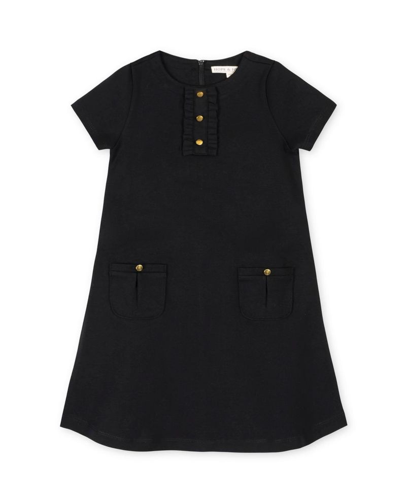 Girls' 4-16 Short-Sleeve A-Line Ruffle-Placket Dress