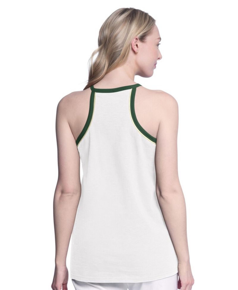 Women's White Milwaukee Bucks Curveball Racerback Scoop Neck Slub Tank Top