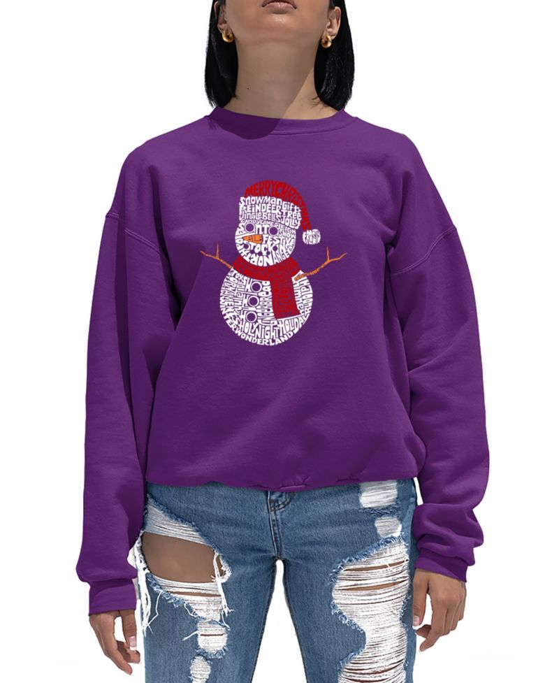 Women's Christmas Snowman Word Art Crewneck Sweatshirt