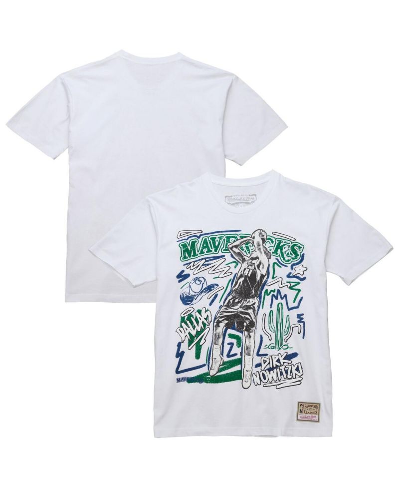 Men's Dirk Nowitzki White Dallas Mavericks Hardwood Classics Chalked Up T-Shirt