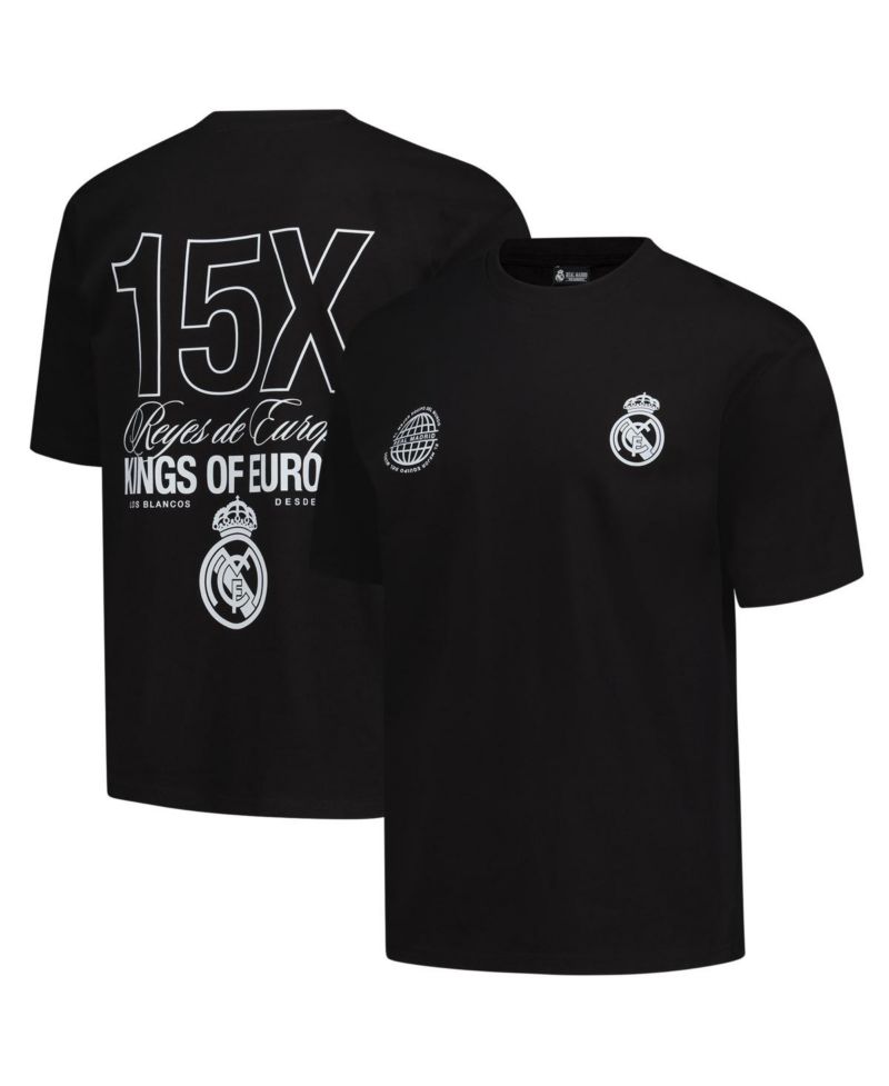 Men's and Women's Black Real Madrid European Champions Heavyweight T-Shirt