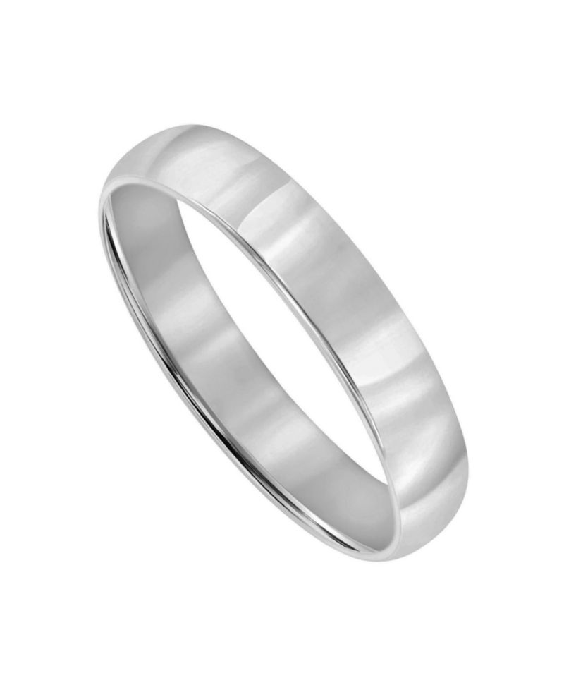 Men's 4mm Low Dome Wedding Band Ring in 10k Gold or 10k White Gold