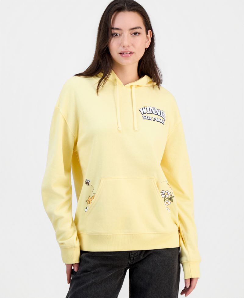 Juniors' Pooh Screenprint Long-Sleeve Hoodie