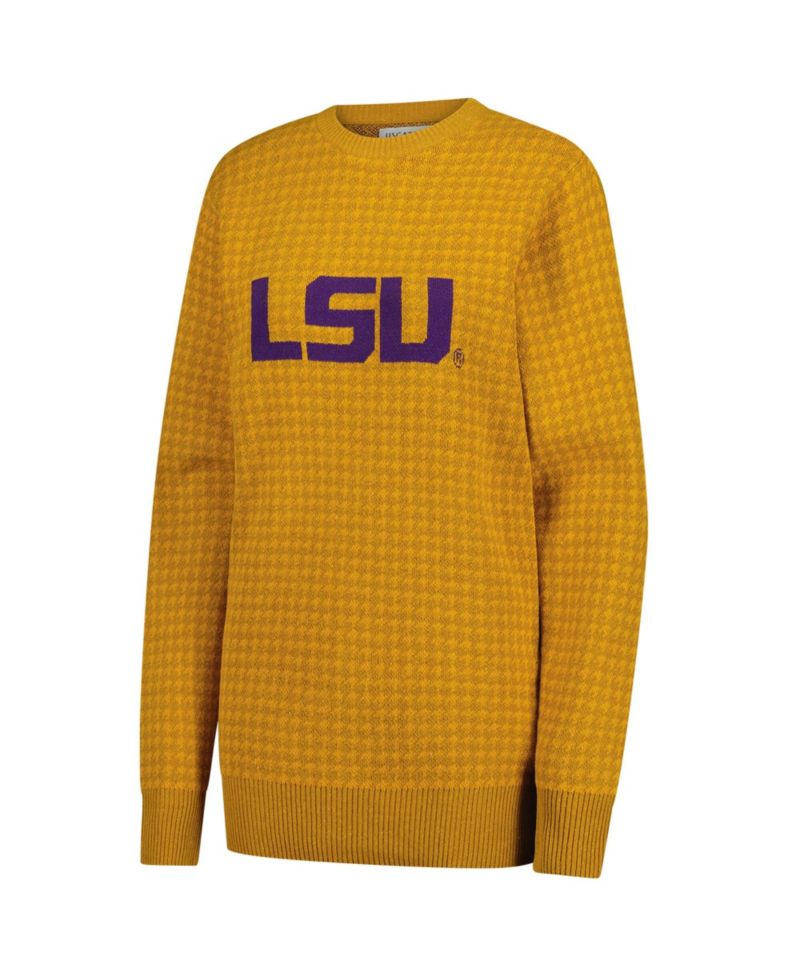 Men's and Women's Gold LSU Tigers Renew Knit Vintage Houndstooth Sweater