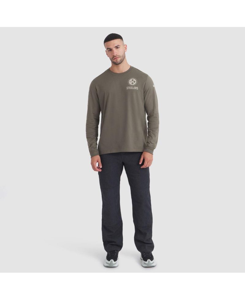 Men's Olive Pittsburgh Steelers 2025 Salute to Service Sideline Long Sleeve T-Shirt