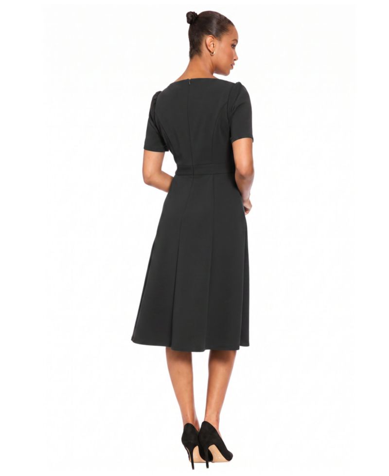 Petite Belted Midi Boat Neck Dress