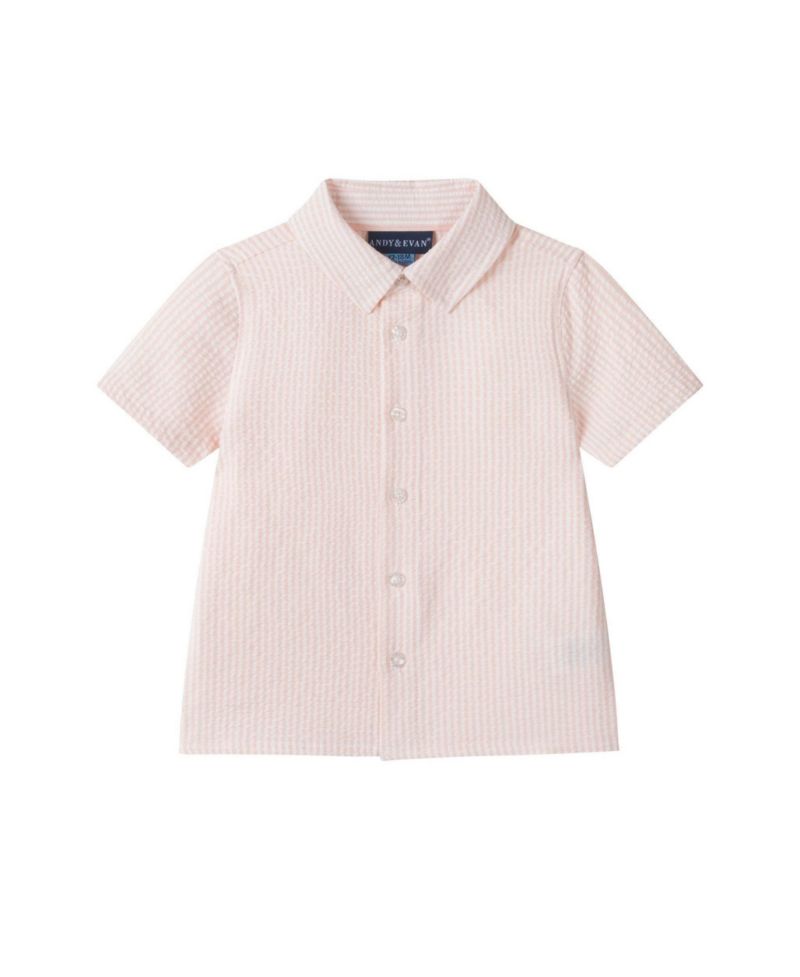 Baby Boys Puckered Buttondown and Shorts Set
