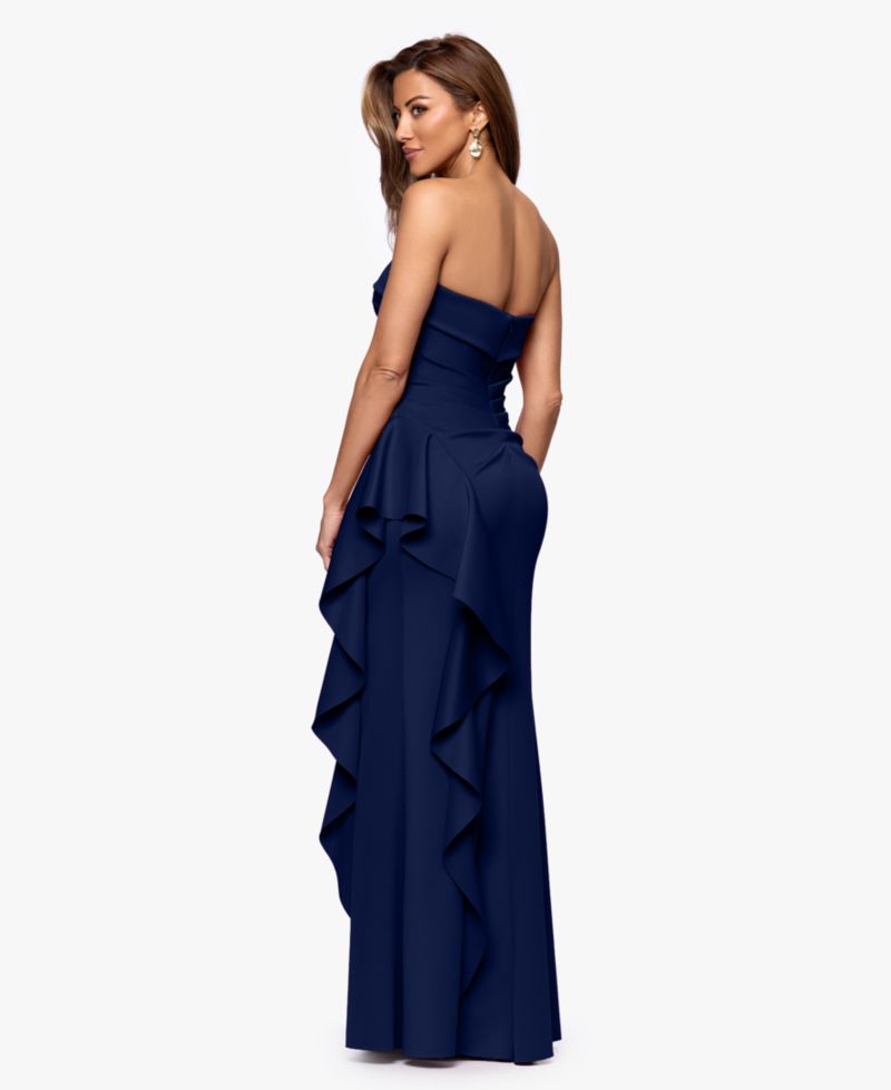 Petite Strapless Ruffle Sheath Gown
