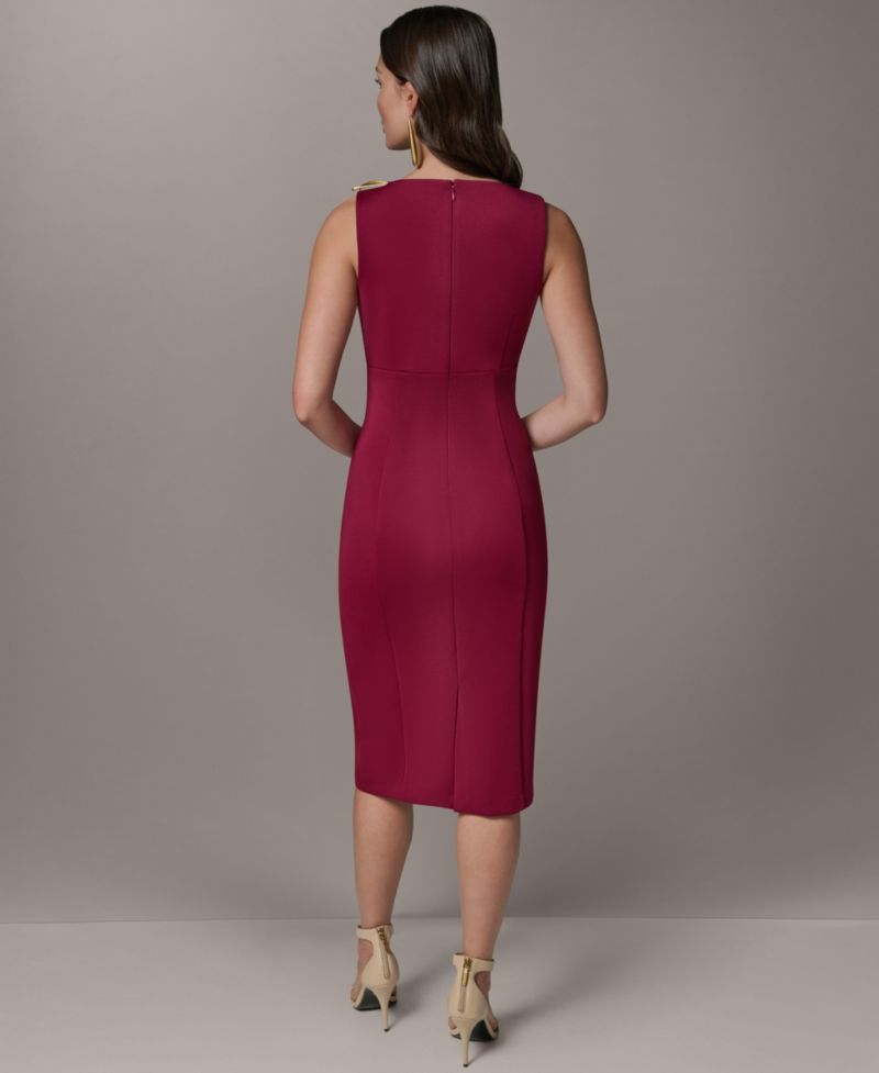 Women's Asymmetrical Neck Sheath Midi Dress