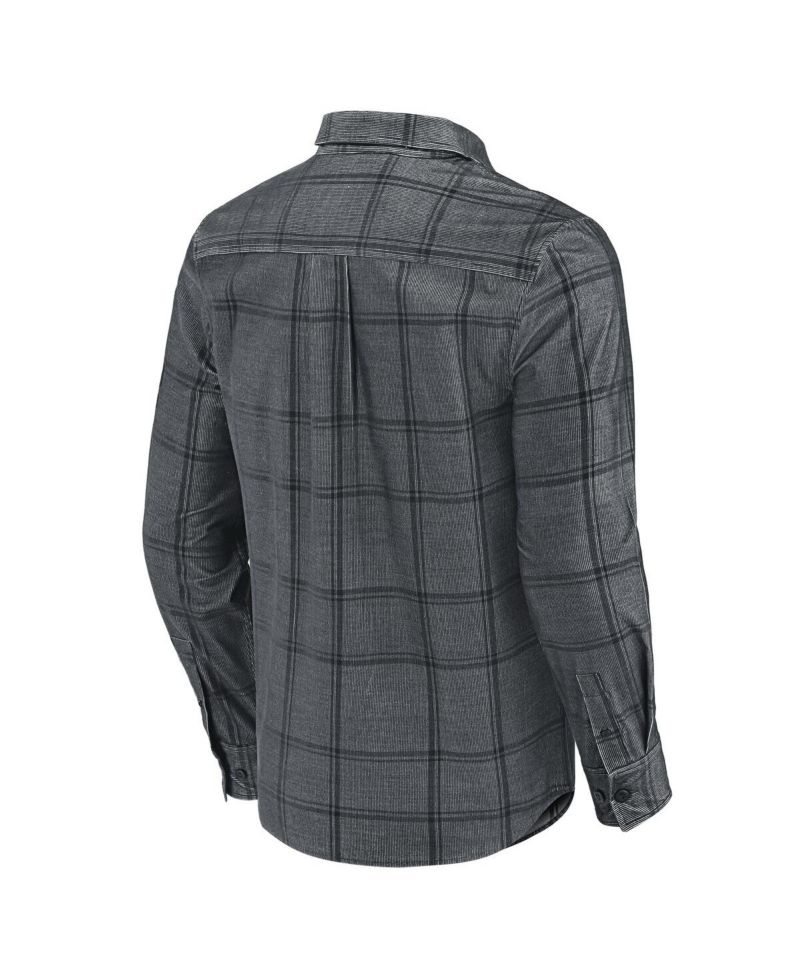 Men's Darius Rucker Collection by Fanatics Gray Los Angeles Dodgers Thin Wale Corduroy Plaid Button Up Shirt