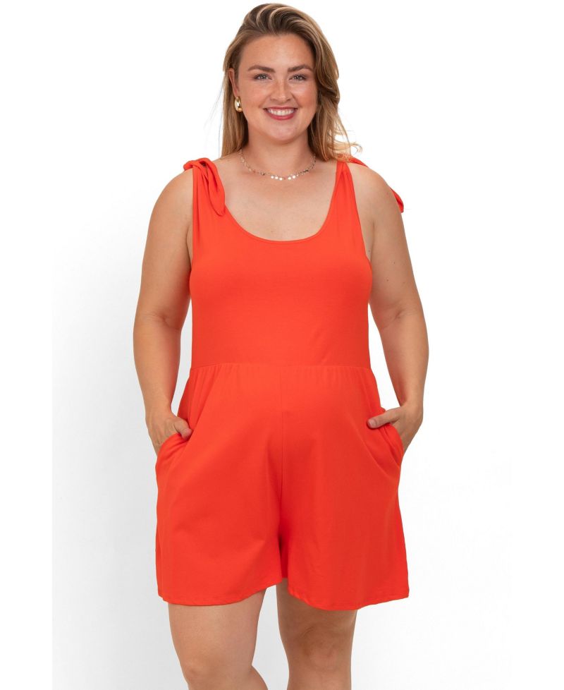 Women's Maternity Coral Knot Strap Plus Romper