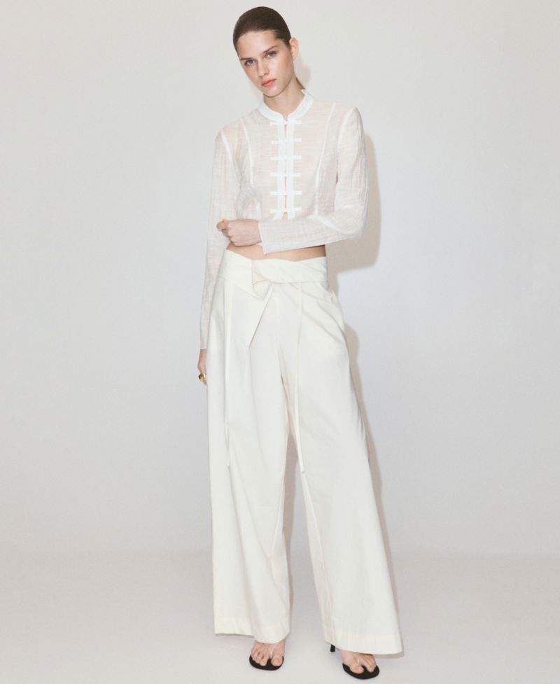 Women's Long Sleeve Mock Neck Sheer Chiffon Blouse