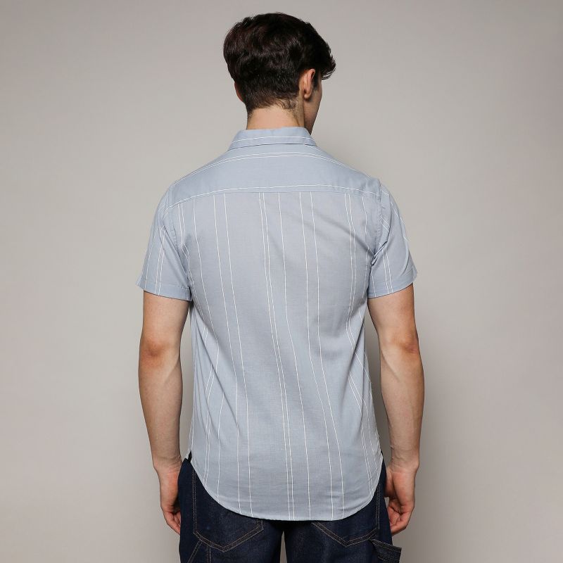 Men's Icy Blue Unbalanced Striped Shirt