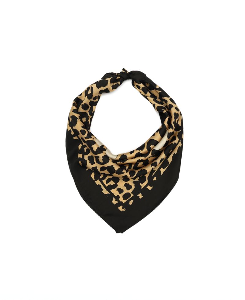 Women's Script Leopard Print Silk Bandana Scarf