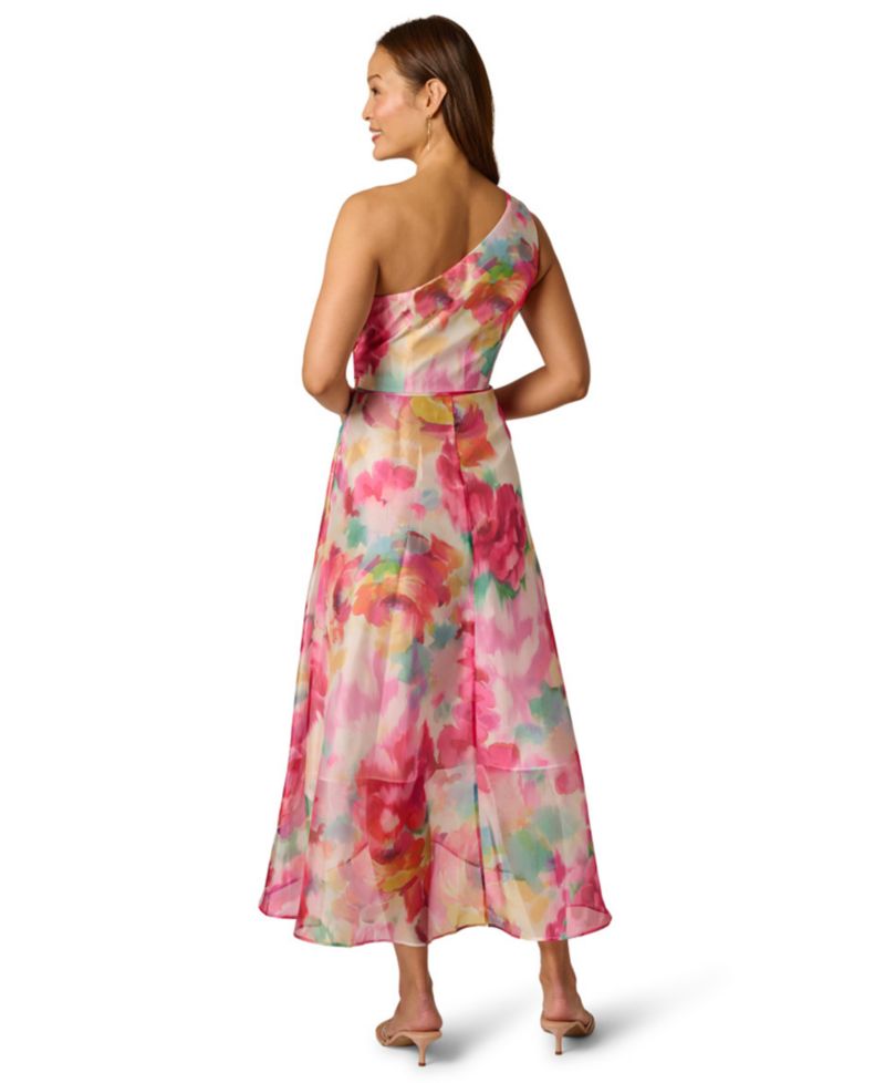 Women's Printed One-Shoulder High-Low Midi Dress