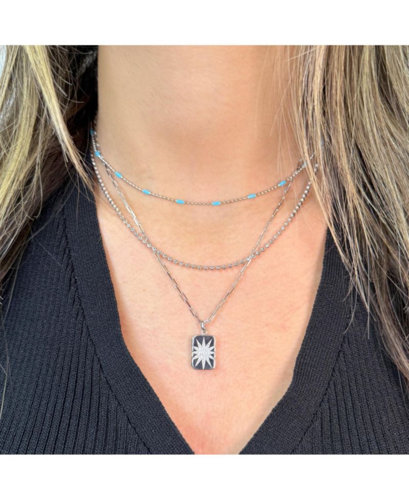 Moon Bead Chain Necklace Sterling