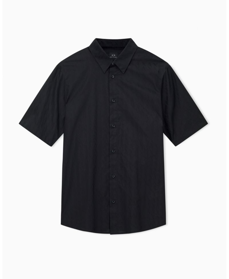 Men's Short Sleeve Cotton Jacquard Allover Logo Woven Shirt