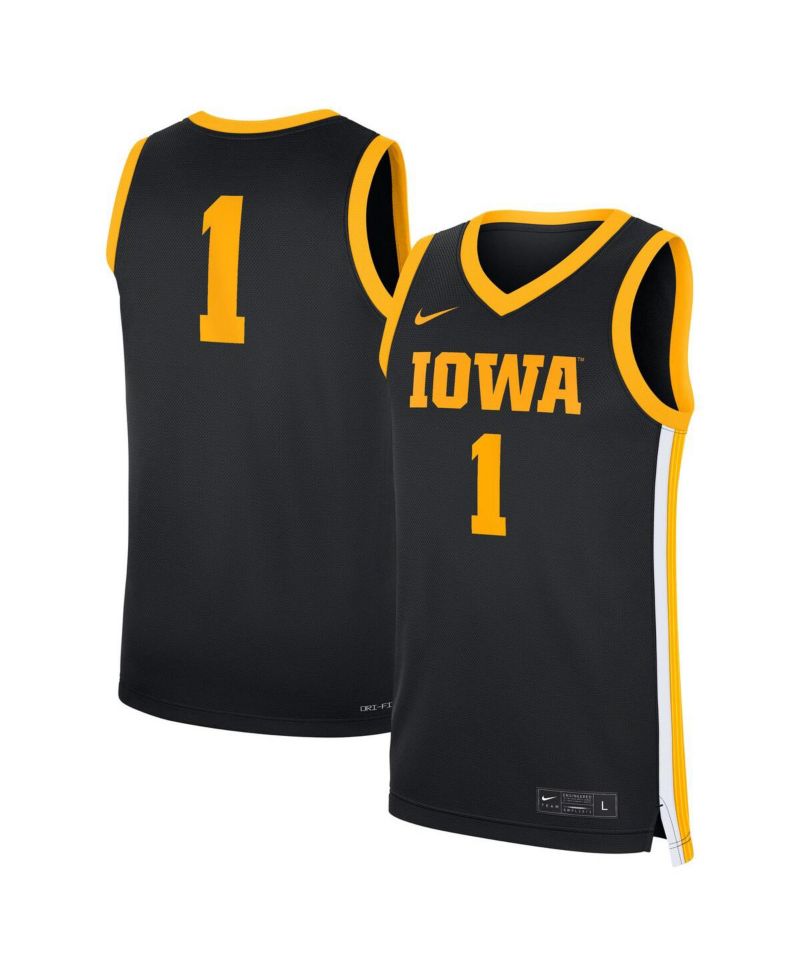 Men's 1 Black Iowa Hawkeyes Road Replica Jersey