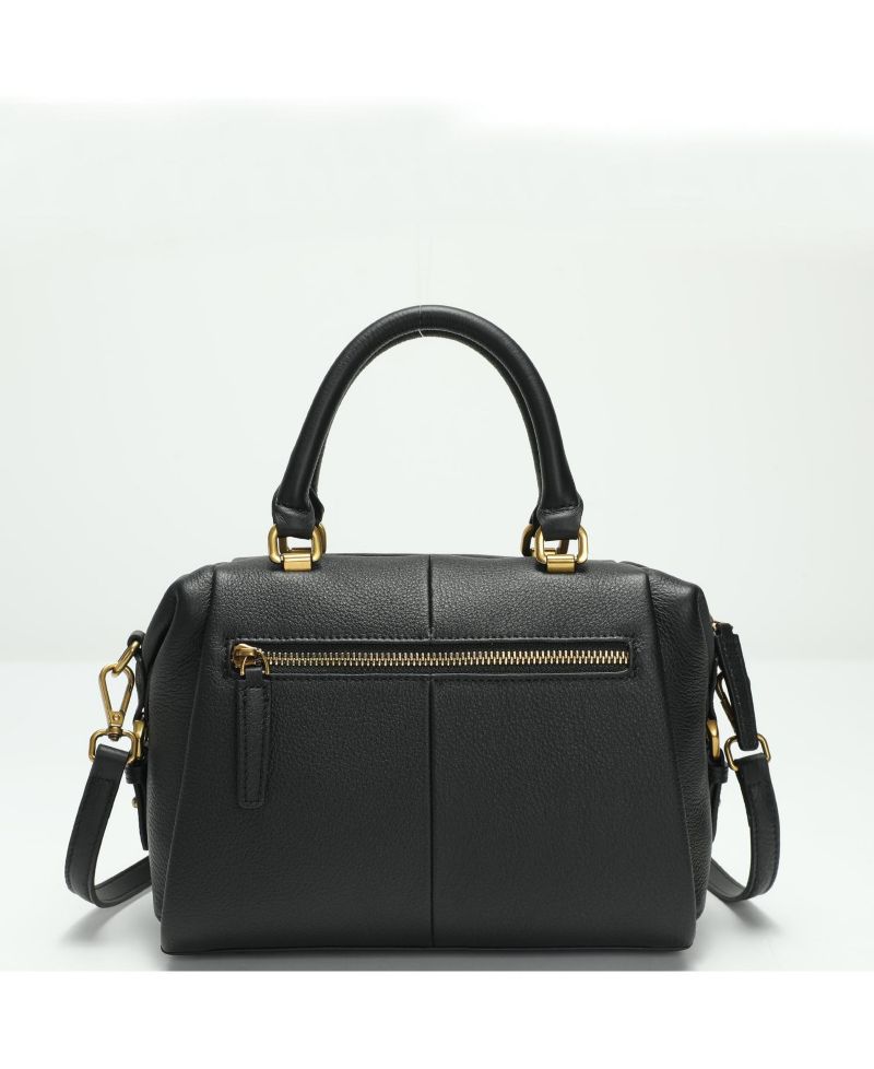 Quinn Womens Pebbled Leather Top Handle Satchel Bag Structured Crossbody Purse Handbag