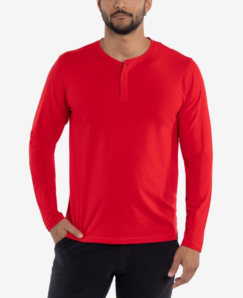 X RAY Men's Long Sleeve Henley T-Shirt