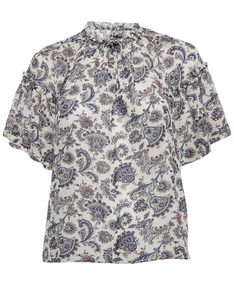 Women's Multicolor Silk Ruffled Top