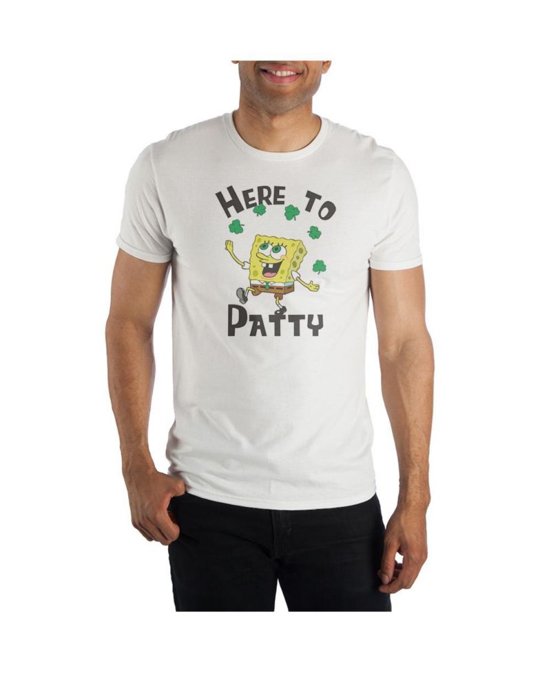 Big & Tall Cartoon Here to Patty White Graphic Tee