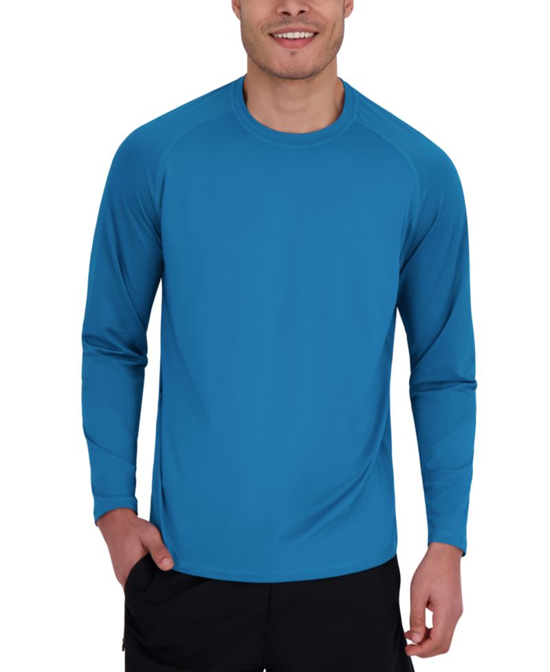 Men's Long Sleeve Waffle-Knit Crewneck Swim Shirt