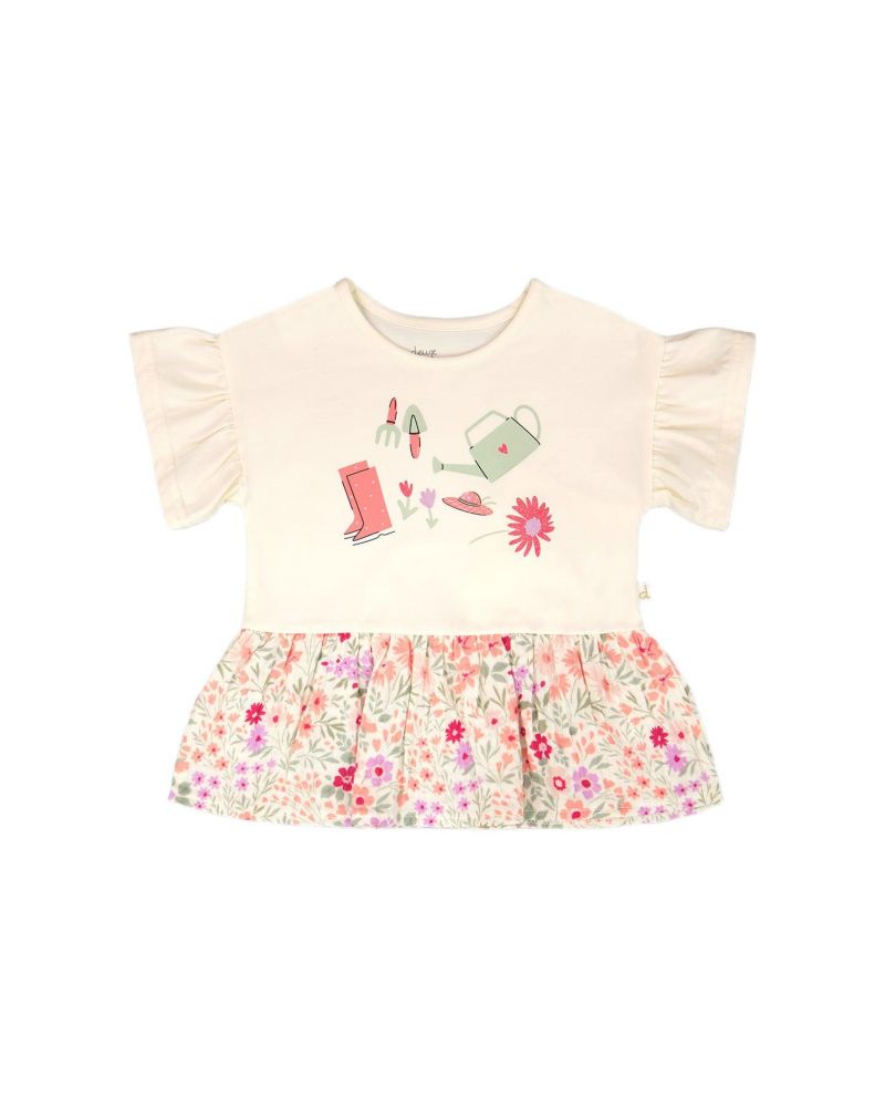 Little Girls Cotton Bi-Material Tunic