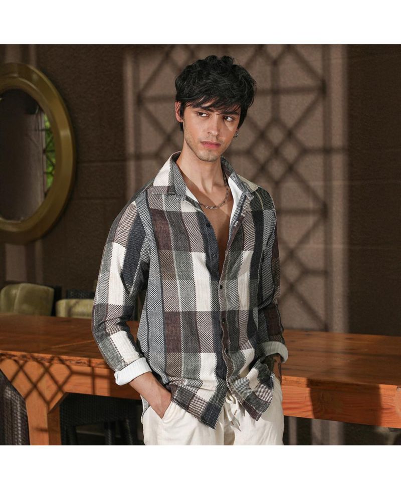 Men's Multicolour Woven-Block Oversized Shirt