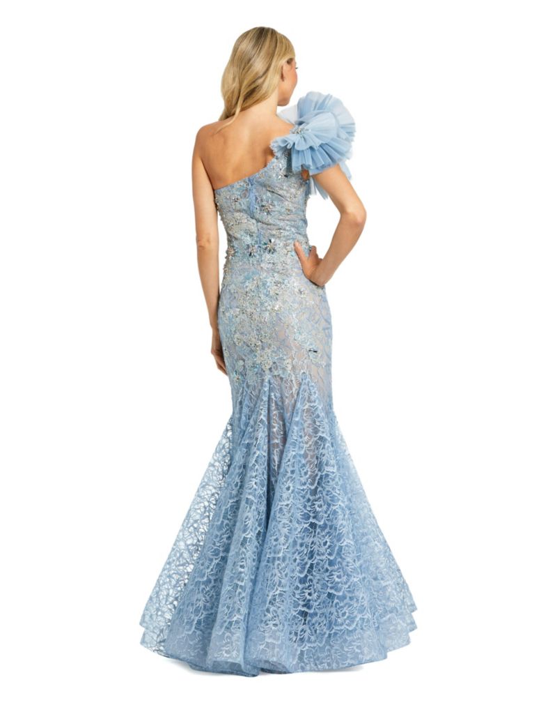 Women's Embellished Tulle Flower Detail Mermaid Gown
