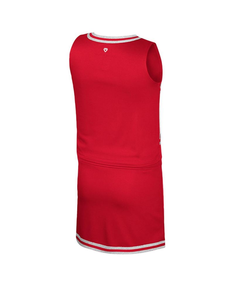 Big Girls 2-Piece Red Wisconsin Badgers Cheerleader Top and Skirt Set