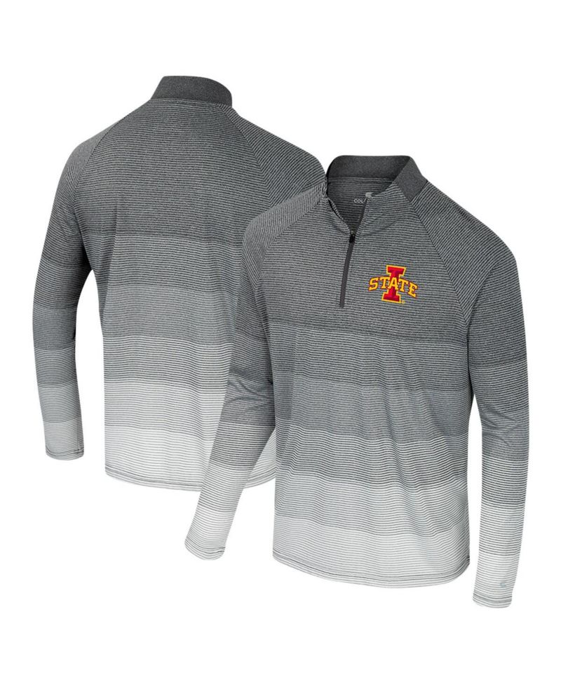 Men's Gray Iowa State Cyclones AI Striped Mesh Quarter-Zip Raglan Windshirt Jacket