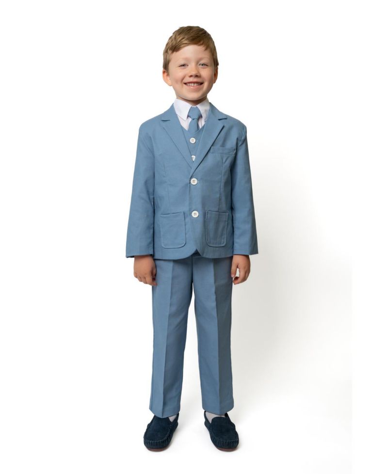 Toddler Boys Joey Safari Linen 5-Piece Shirt, Tie, Jacket, Vest and Pants Suit Set