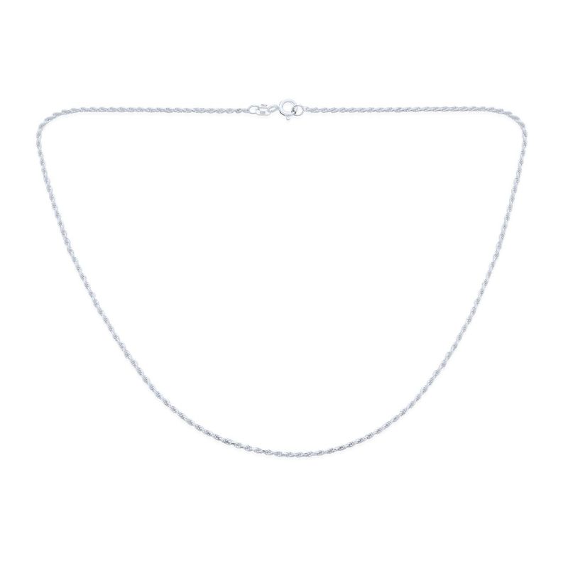 Classic Thin 2MM .925 Sterling Silver Strong Rope Chain Necklace