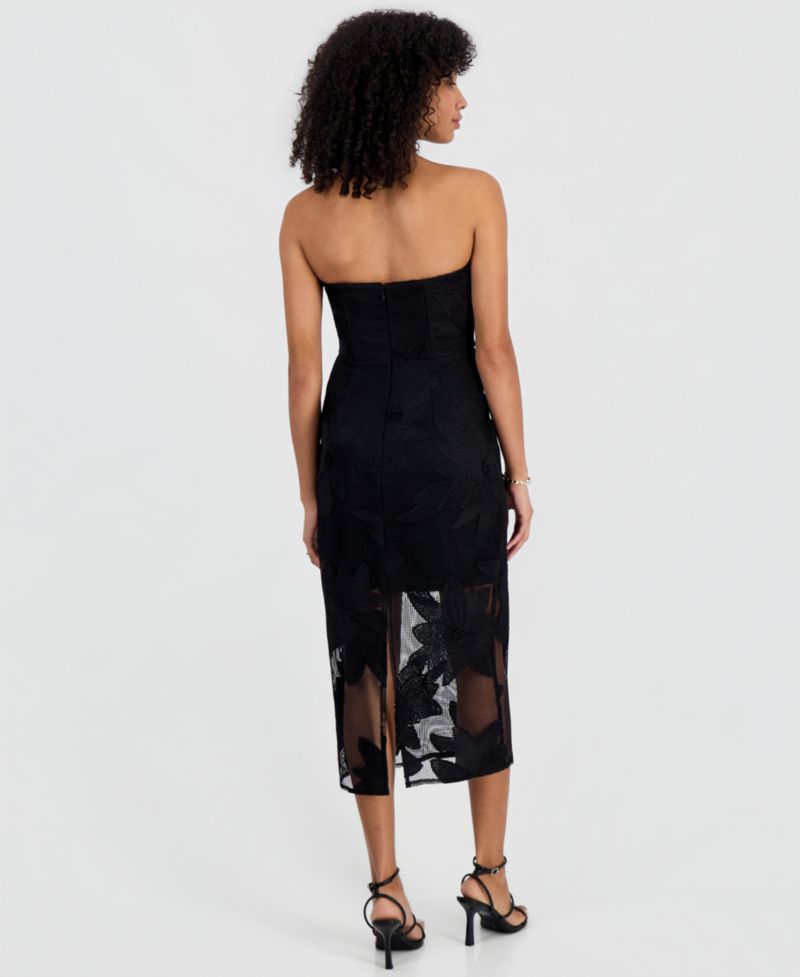 Women's Strapless Sheath Floral Dress