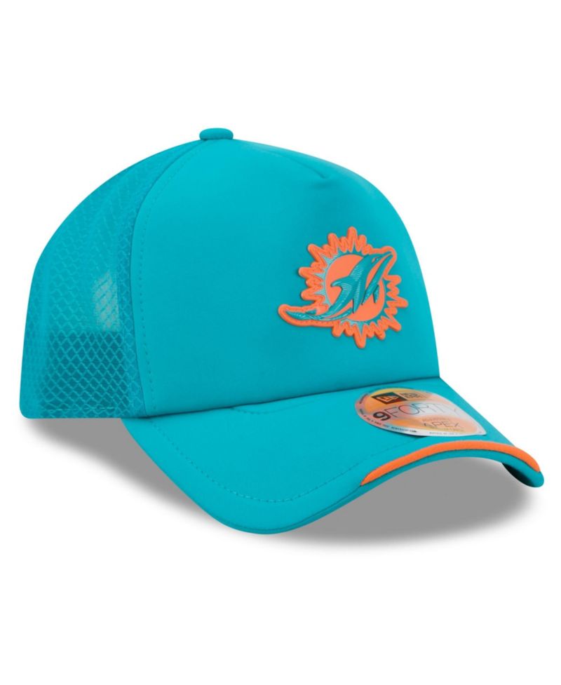 Men's Aqua Miami Dolphins 2026 Sideline Apex 9FORTY Adjustable Trucker Hat