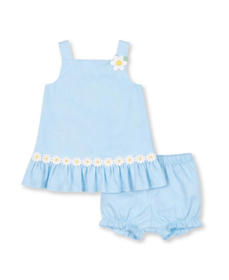 Baby Girl Pique Dress and Bloomer with Daisies