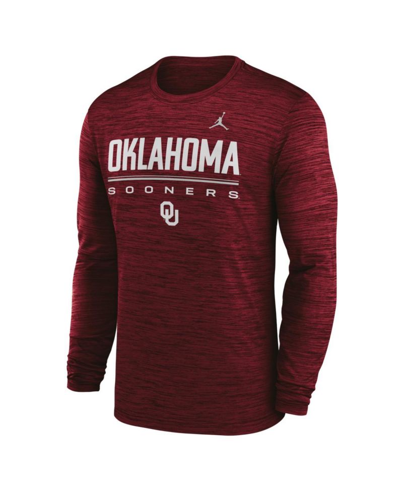 Men's Crimson Oklahoma Sooners Sideline Velocity Dri-FIT Long Sleeve T-Shirt