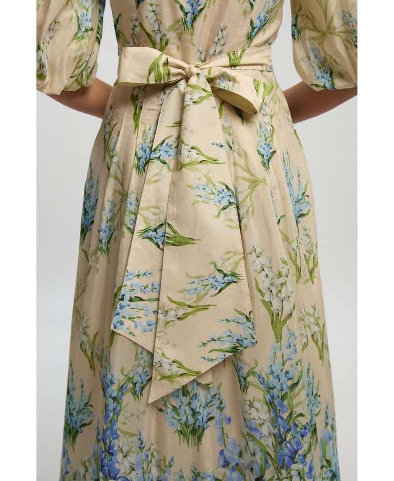 Women's Floral Puff Sleeve Midi Dress