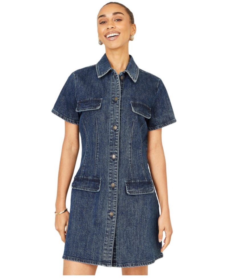 Women's Denim Stretch Shirt Dress