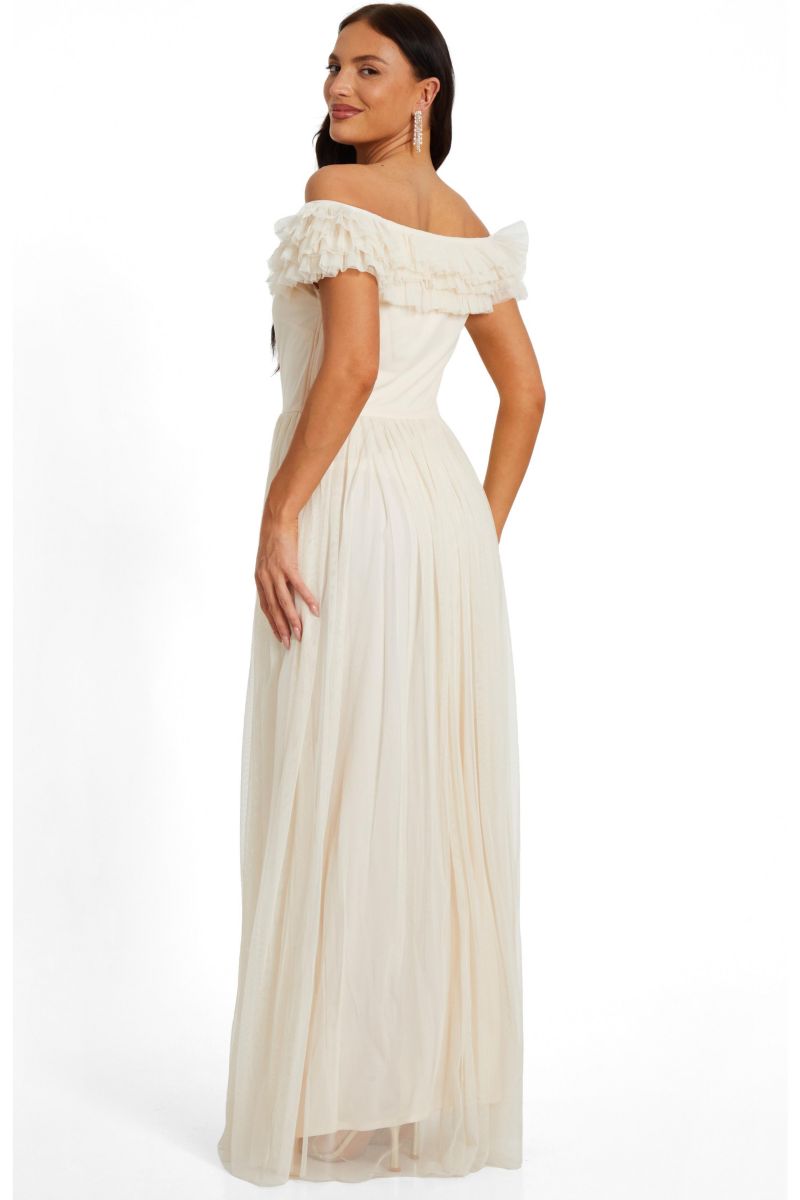 Women's Mesh Bardot Maxi Dress