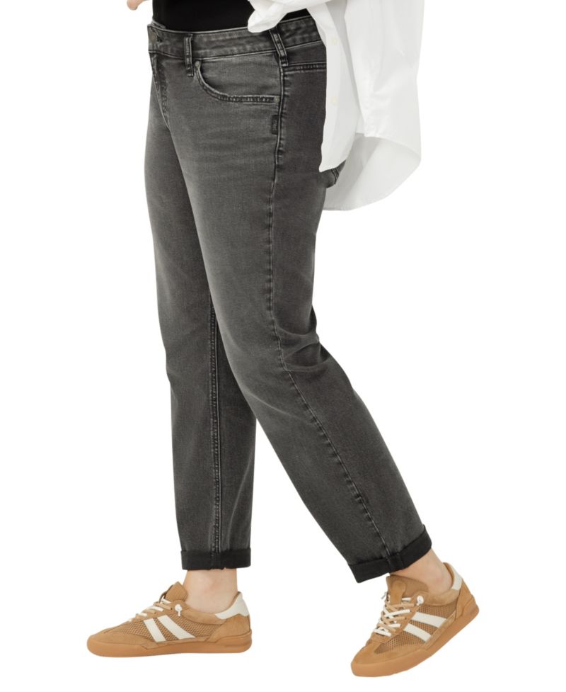 Plus Size Boyfriend Mid Rise Slim Leg Jeans