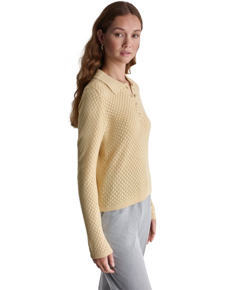 Women's Long-Sleeve Knit Polo Shirt