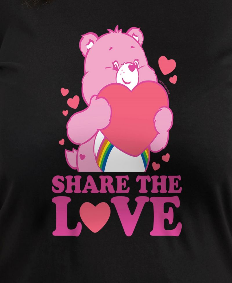 Plus Size Trendy Care Bears Share The Love Graphic Crew Neck T-Shirt