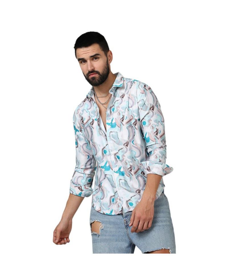 Men's Sky Blue & Ivory White Fluid Fade Shirt